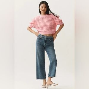 Maeve Anthropologie Puff Sleeve Pastel Pink Bubble Top In M NWT